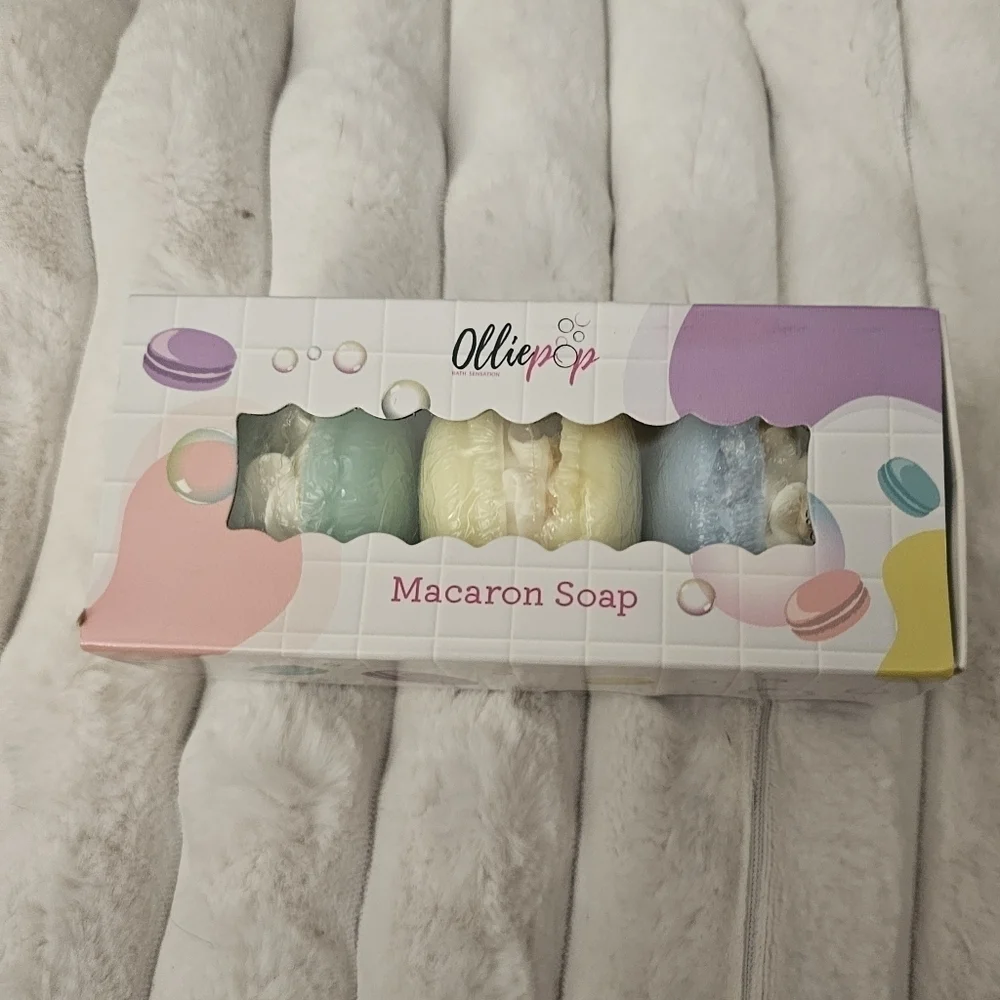 Olliepop Macaron Soaps Trio With Natural Ingredients, Handmade Dessert Handsoap